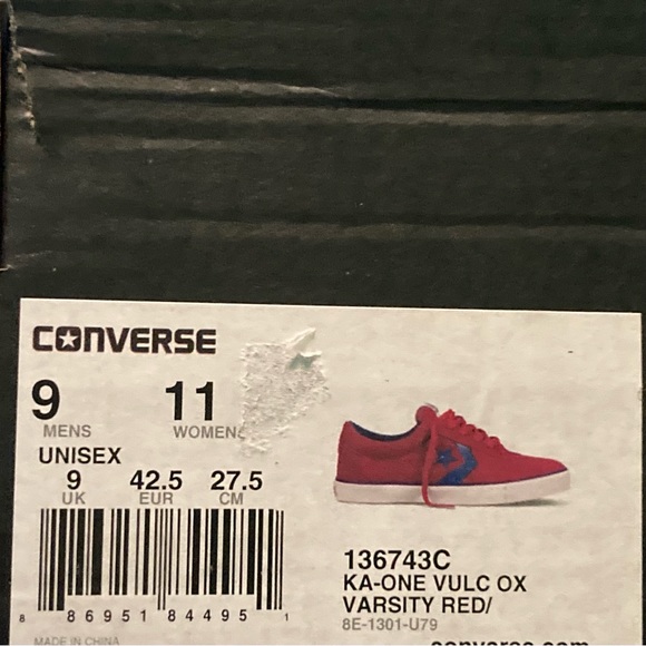 CONVERSE CONS KA-ONE VULC OX SHOES, RED SUEDE/ BLUE/ WHITE - Picture 11 of 11